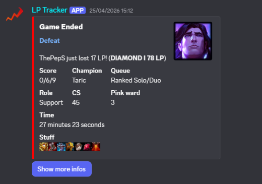 LP Tracker — Defeat notification with LP loss in Discord